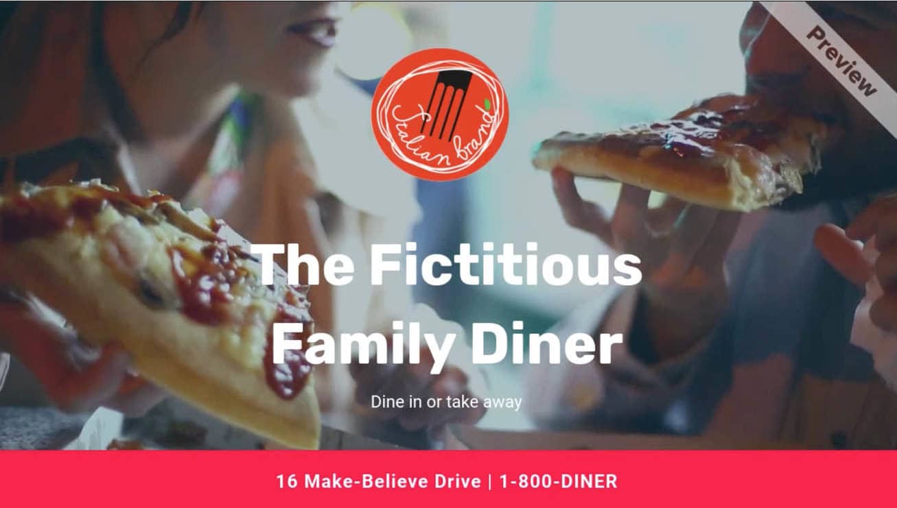 A CTA example for The fictitious Family Diner